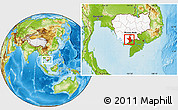 Physical Location Map of Takeo, highlighted country