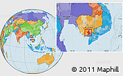 Political Location Map of Takeo, within the entire country