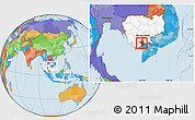 Political Location Map of Takeo, highlighted country