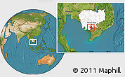 Satellite Location Map of Takeo, highlighted country