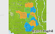 Political Map of Takeo, physical outside