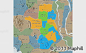 Political Map of Takeo, semi-desaturated