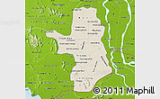 Shaded Relief Map of Takeo, physical outside