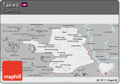 Gray Panoramic Map of Takeo