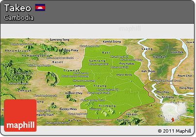 Physical Panoramic Map of Takeo, satellite outside