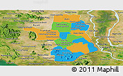 Political Panoramic Map of Takeo, satellite outside