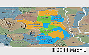Political Panoramic Map of Takeo, semi-desaturated