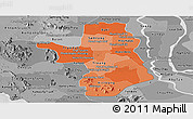 Political Shades Panoramic Map of Takeo, desaturated