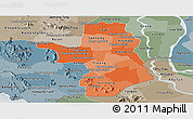 Political Shades Panoramic Map of Takeo, semi-desaturated
