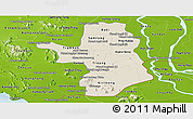 Shaded Relief Panoramic Map of Takeo, physical outside