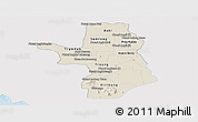 Shaded Relief Panoramic Map of Takeo, single color outside