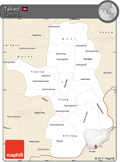 Classic Style Simple Map of Takeo