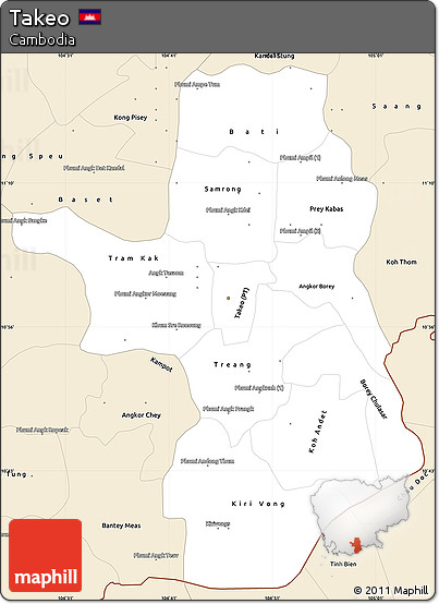 Classic Style Simple Map of Takeo