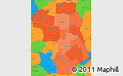 Political Shades Simple Map of Takeo, political outside