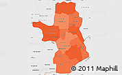 Political Shades Simple Map of Takeo, single color outside, borders and labels