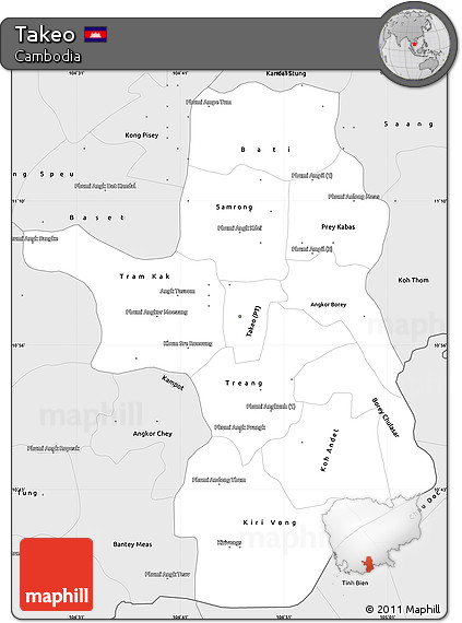 Silver Style Simple Map of Takeo