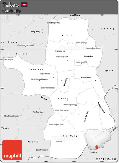Silver Style Simple Map of Takeo