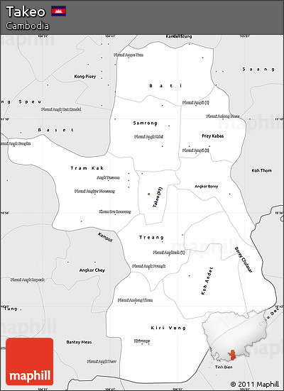 Silver Style Simple Map of Takeo