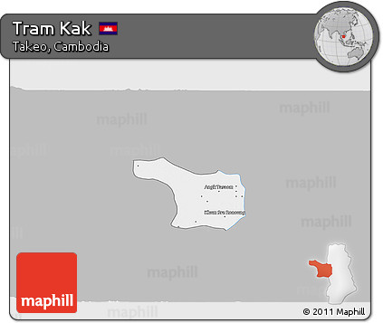 Gray 3D Map of Tram Kak, single color outside
