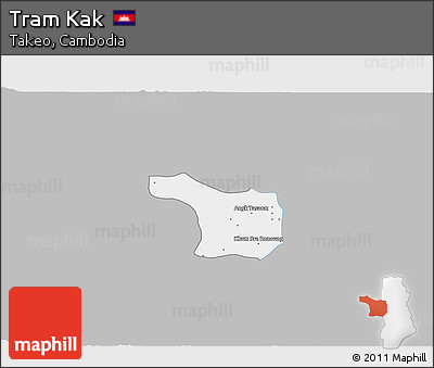 Gray 3D Map of Tram Kak, single color outside
