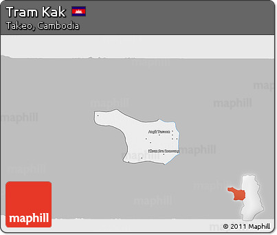 Gray 3D Map of Tram Kak, single color outside