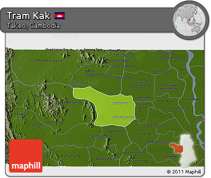 Physical 3D Map of Tram Kak, darken
