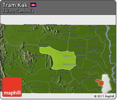Physical 3D Map of Tram Kak, darken