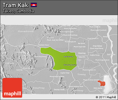 Physical 3D Map of Tram Kak, lighten, desaturated