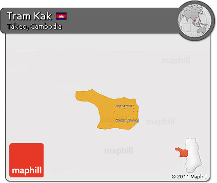 Political 3D Map of Tram Kak, cropped outside