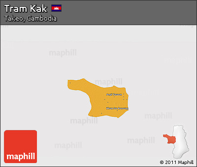 Political 3D Map of Tram Kak, cropped outside