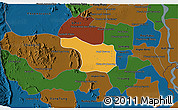 Political 3D Map of Tram Kak, darken