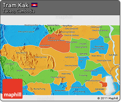 Political 3D Map of Tram Kak