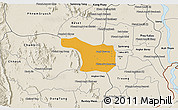 Political 3D Map of Tram Kak, shaded relief outside