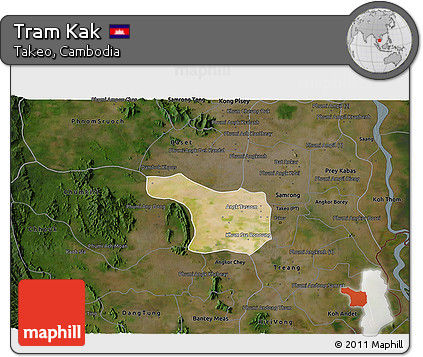 Satellite 3D Map of Tram Kak, darken