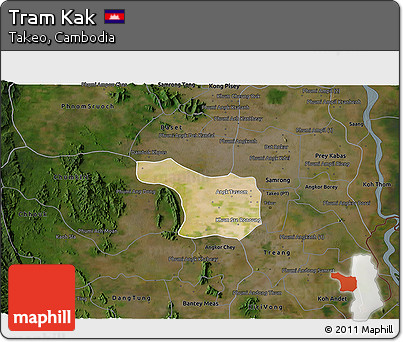 Satellite 3D Map of Tram Kak, darken