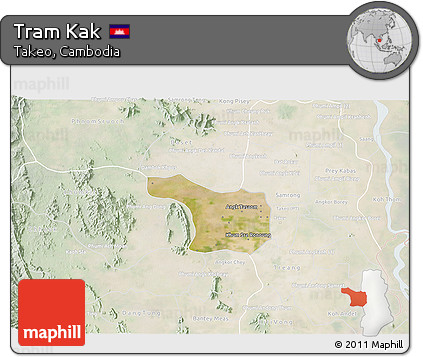 Satellite 3D Map of Tram Kak, lighten