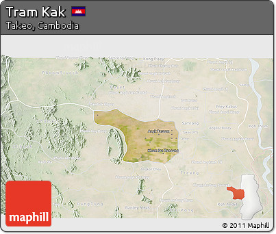 Satellite 3D Map of Tram Kak, lighten
