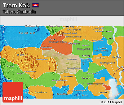Satellite 3D Map of Tram Kak, political outside