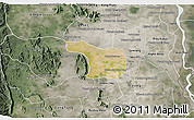 Satellite 3D Map of Tram Kak, semi-desaturated