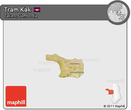 Satellite 3D Map of Tram Kak, single color outside