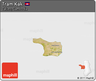 Satellite 3D Map of Tram Kak, single color outside