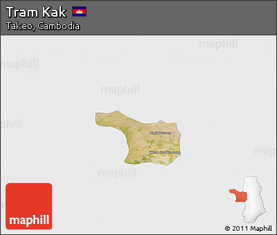 Satellite 3D Map of Tram Kak, single color outside