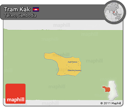Savanna Style 3D Map of Tram Kak, single color outside