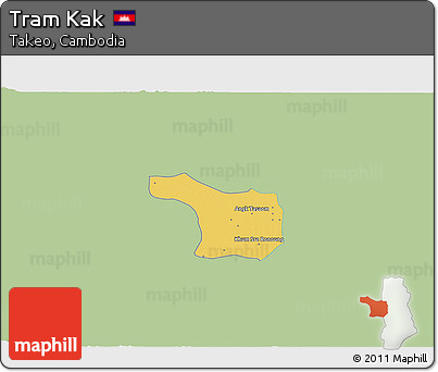 Savanna Style 3D Map of Tram Kak, single color outside