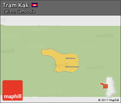 Savanna Style 3D Map of Tram Kak, single color outside