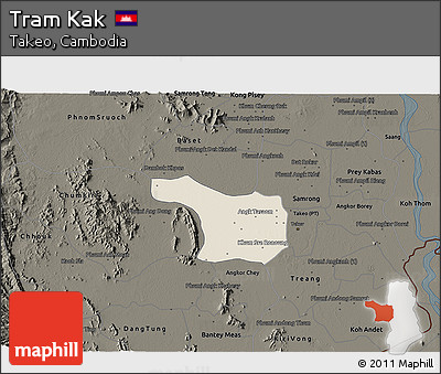 Shaded Relief 3D Map of Tram Kak, darken