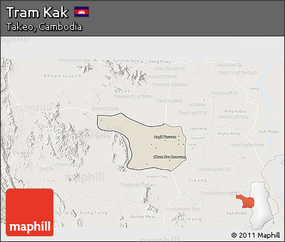 Shaded Relief 3D Map of Tram Kak, lighten