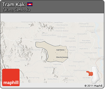 Shaded Relief 3D Map of Tram Kak, lighten