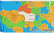 Shaded Relief 3D Map of Tram Kak, political outside