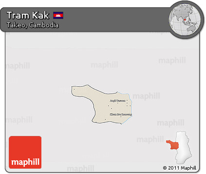 Shaded Relief 3D Map of Tram Kak, single color outside
